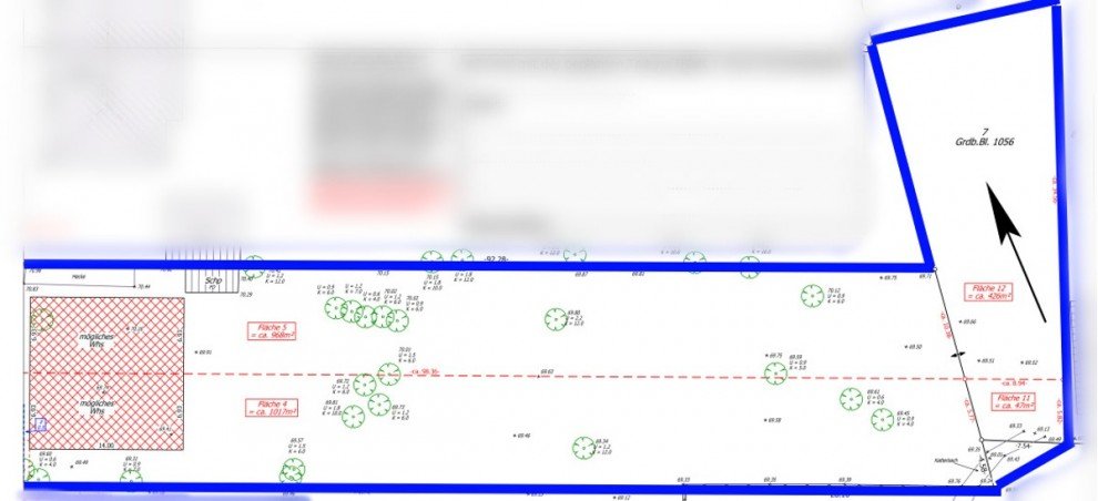 Lageplan hinterer Grundst�cksteil mit Garten Wohngrundst�ck Bergisch Gladbach